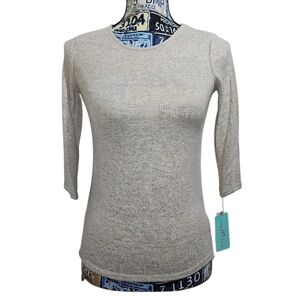 New Copper Key 3/4 Sleeve Oatmeal Sweater Small High Low